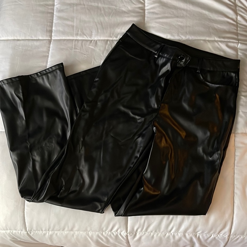 Women flare leather pants